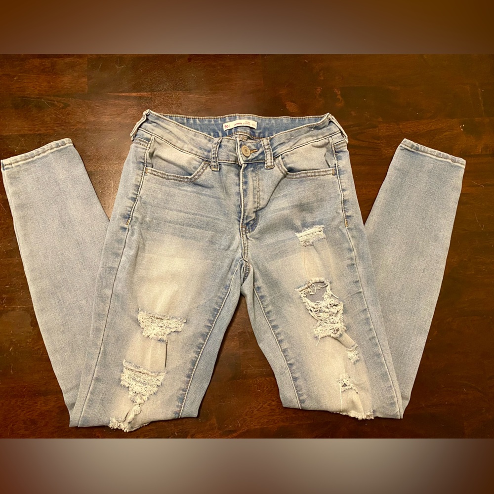 SO Distressed Light Blue Skinny Jeans